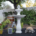 thumbnail image 3 of XBrand 44" H White Fiberglass/Resin 2-Tier Solar Water Fountain w/ Solar Panel and Auto-Shut Off Pump, Solar Garden Fountain, Tall Outdoor Fountain, Two Tiered Birdbath Fountain, 3 of 11