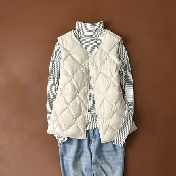 Abrigo de bolsillo cálido para mujer, chaqueta sin mangas, parka de plumón de invierno, abrigo para mujer