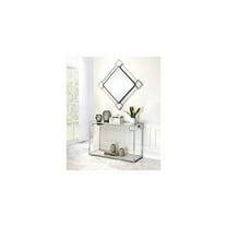 Modern Wall Mirror - Diamond Accent Mirror for Living Room, Bedroom, Chrome Finish