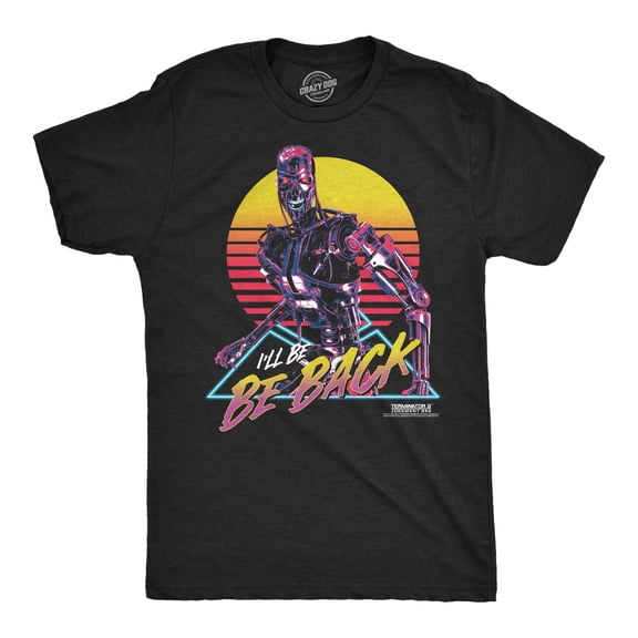 Mens Funny T Shirts Ill Be Back Awesome Terminator 2 Movie Quote Tee For Men Graphic Tees