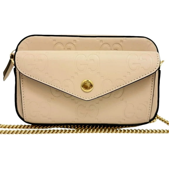 Gucci Gilbert Calfskin Mini Envelope Beige Crossbody Bag NEW