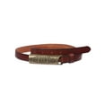 thumbnail image 2 of 3/4" (19mm) Engraved Floral Rectangular Skinny Vintage Oil Tanned Solid Leather Casual Belt, 2 of 2