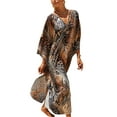 thumbnail image 6 of Liacowi Women Loose Swimsuit Cover Up Zebra Leopard Print V-Neck Beach Dress Raglan Sleeve Plus Size Maxi Dress Caftan Kaftan Bathing Suit Cover Up, 6 of 9
