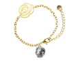 thumbnail image 2 of Delight Jewelry Silvertone Medium 3-D Ram Head Gold-tone Flower Link Chain Bracelet, 6.75"+2" Extender, 2 of 4