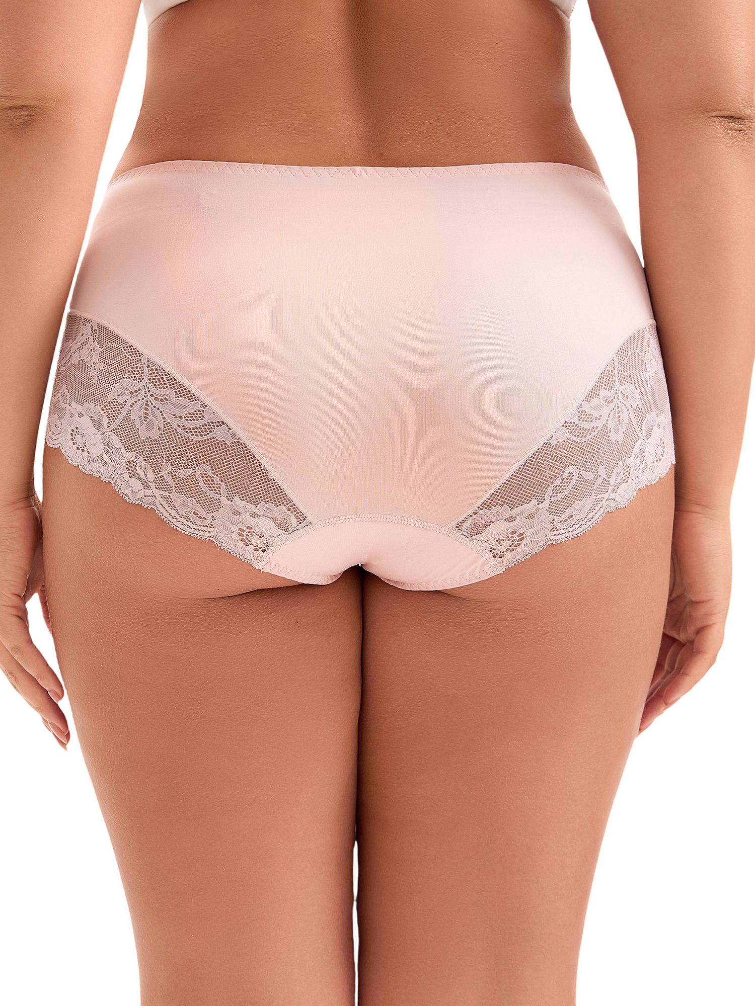 Unique Bargains Women's Plus Size Mid-Rise Lace Trim Brief Seamless Underwear Pink 1X