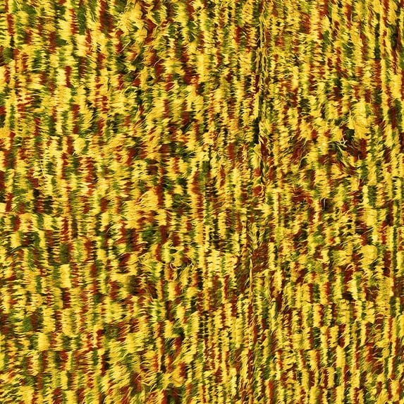 Ahgly Company Indoor Square Abstract Yellow Modern Area Rugs, 7' Square