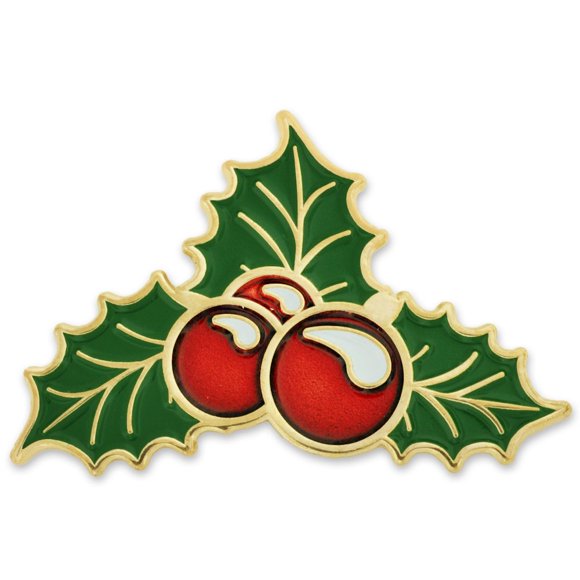 PinMart Christmas Lapel Pin - Holly Berry Mistletoe – Christmas Jewelry for Women and Men – Holiday Celebration Pin – Gold Plated Enamel with Secure Clutch Back