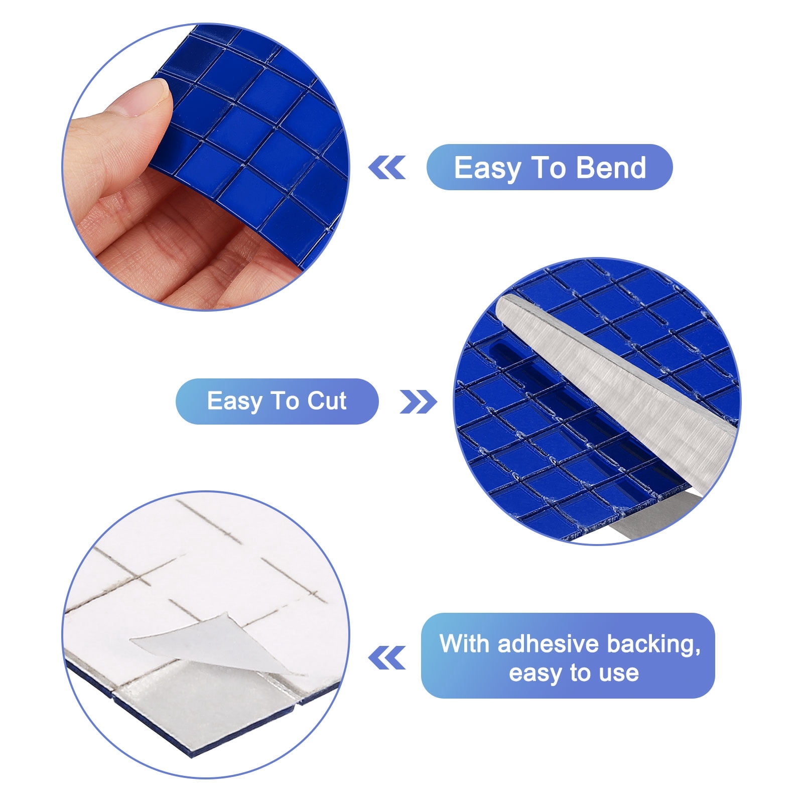 Uxcell 5 Pack 5 x 5mm Disco Tiles, Mirror Blue Self-Adhesive Glass Mirror Mosaic Tiles
