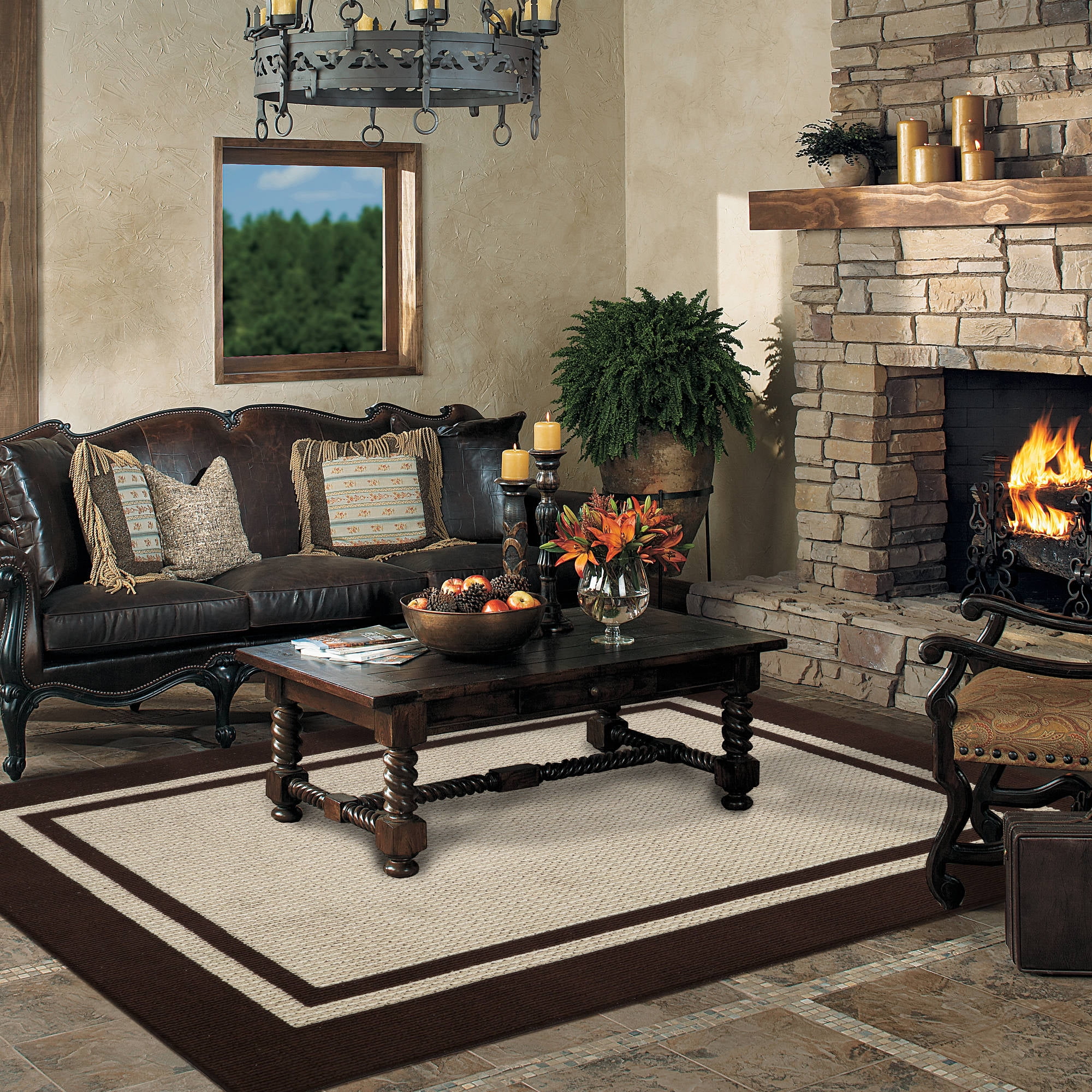 Mohawk Home Solid Border Textured Tufted Area Rug