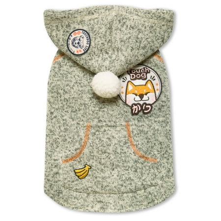 UPC: 0858342022422 | Touchdog Hippie Embellished Designer Sleeveless Pompom Pet Dog Hooded Sweater