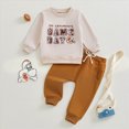 thumbnail image 2 of Xudanell Boy Clothes Winter Baby Boy Outfits Letter Embroidered Long Sleeve Sweatshirt Solid Color Sweatpants Warm Set, 2 of 4
