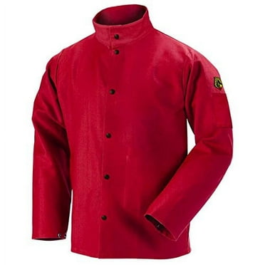 Black Stallion FR9-30C 30" 9oz. Red FR Cotton Welding Jacket, Medium