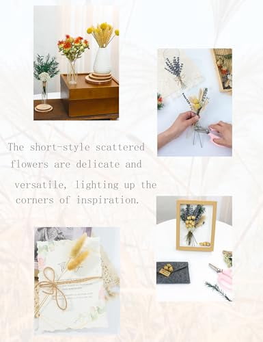 Bulk Natural Dried Flower Assortment for Vases, Including Roses and Mini Bouquets with Stems for DIY Home Decor and Crafts