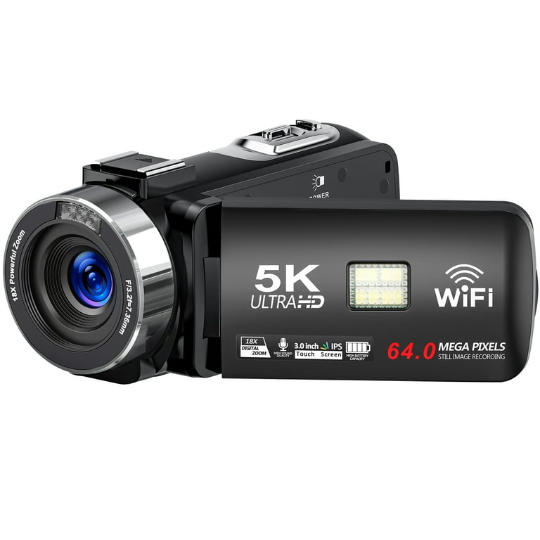 MARVUE 5K Portable Camera, 64MP WiFi Vlogging, 18X Zoom, IR