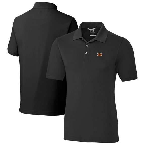 Men's Cutter & Buck Black Cincinnati Bengals Big & Tall Advantage Eco Pique DryTec Tri-Blend Polo