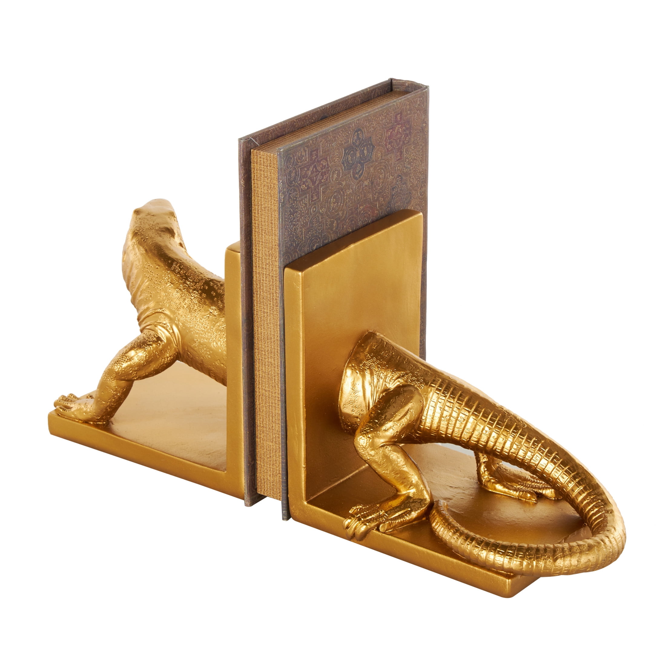 DecMode 7" Crawling Lizard Resin Bookends (Set of 2)