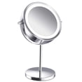 thumbnail image 2 of Espejo de maquillaje con aumento y luz LED de doble cara, 5 aumentos, rotación de 360 grados, recargable y regulable., 2 of 12