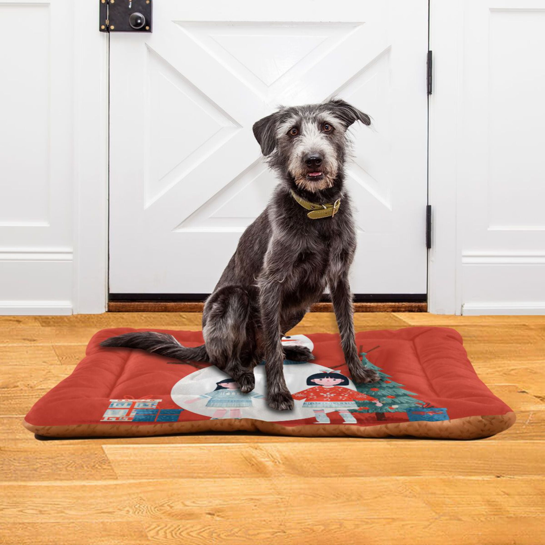 Cozy Mat Pet Bed Indoor Outdoor Warm Soft For Cat Dog Puppy(S/M) Holding Hands Surround Snowman