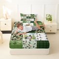 thumbnail image 4 of Castle Fairy Mallard Duck Deer Twin Sheets 3pcs,Vintage Camo Geometric Plaid Bedding,Moss Brown Cream,1 Fitted Sheet, 1 Flat Sheet and 1 Pillowcase, 4 of 6
