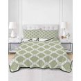 thumbnail image 2 of Quilts Twin Size Bedding Set, Sage Green Morocco Lightweight Quilted Comforter, Geometric Moroccan Abstract Art Soft Reversible Bedspread Coverlet with Pillow Covers for All Season, 68" x 86", 2 of 7