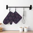 thumbnail image 3 of DouZhe Oven Mitts and Pot Holders Sets, Traditional Ethnic Plaid Kaleidoscope Prints Non-Slip Heat Resistant Kitchen Oven Silicone Glove, 3 of 7