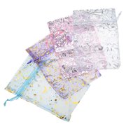 Organza Bags Assorted Silver Gold Design Organza Drawstring Gift Bags 4x6 Inch 12