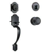 SKYSHALO Front Door Handle and Deadbolt Set, Black Front Door Lock Set with Reversible Knob Handle, Modern Front Door Hardware, Single Cylinder Front Door Entry Lock, Front Door Handles and Locks