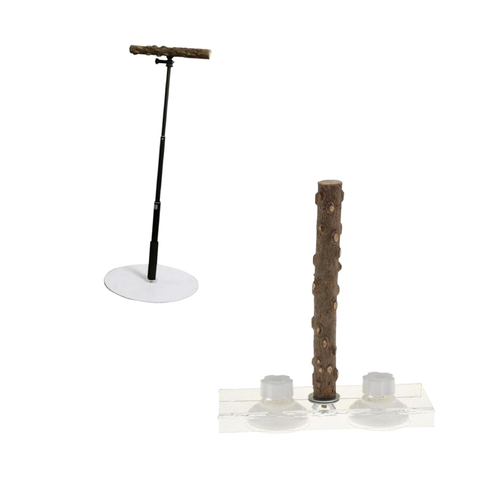 Bothyi 2Pcs Wooden Bird Perch Parrot Training Resting with Base for Parakeets Finch