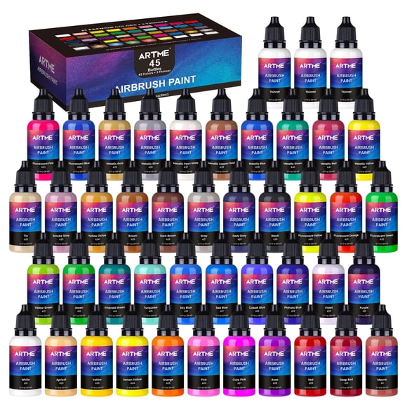 Set de Pintura para Aerógrafo ARTME 42 Colores con 3 Diluyentes