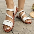 thumbnail image 6 of Wensltd Women's Summer Sandals Casual Round Toe Open Toe Flat Slip On Comfort Lightweight Beach Sandals Outdoor Walking, 6 of 9