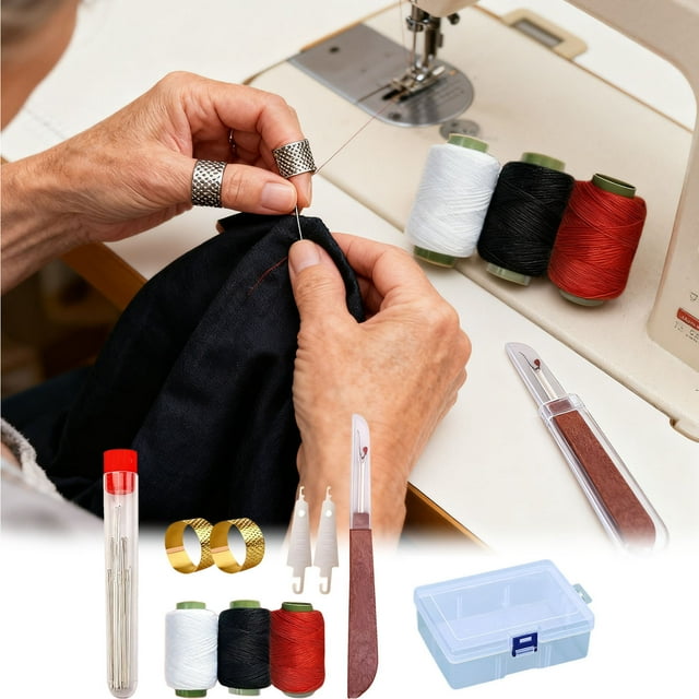 BAOPAI Kit Complet de Couture pour Professionnels pour Matelasser, Réparer et Réparer avec Aiguilles en Acier de Haute Qualité Fil Multicolore Ergonomique et Étui de Rangement Portable