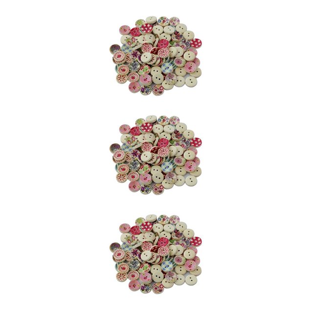 QualitChoice 100 Pieces Wood Buttons Clothes Sewing Knitting Quilting Crafting Button Scrapbooking Needlework Clothing Decoration 1 3Set