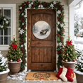 thumbnail image 4 of Welcome Sign for Front Door, Christmas Sleds Round Metal Wall Art Wreaths, Winter Xmas Pine Trees Snowy Landscape Outdoor Indoor Wall Hanging Sign for Porch Decor Housewarming Gifts 11.8 Inch, 4 of 8