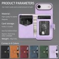 thumbnail image 6 of Detachable Magnetic Phone Cases Compatible with iPhone Air, Case with Card Holder, Compatible with Magsafe, Classic PU Leather Kickstand Wallet Phone Cover for iPhone Air, Purple, 6 of 8