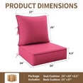thumbnail image 3 of Pakunoda 6 Set of Outdoor Deep Seat Cushion with Backrest, 24" x 24" x 6.5" Waterproof Patio Chair Replacement Cushion for Sofa Couch, Pink, 3 of 8