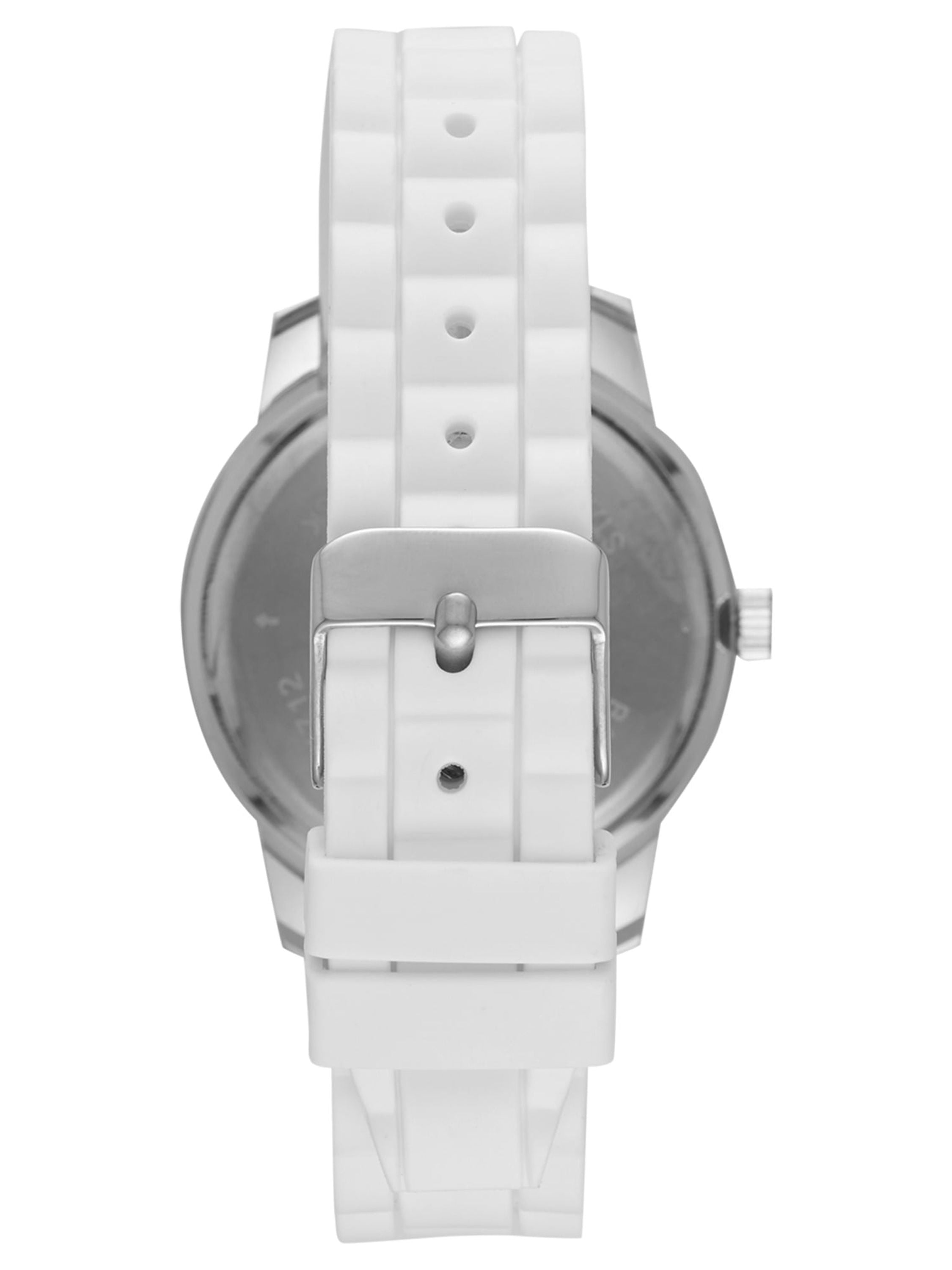 Time & Tru Women's Wristwatch: Silver Case, White Bezel, Easy Read Dial, Silicone Strap (FMDOTT014)