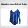 thumbnail image 3 of Xmarks Kids Girls Long Sleeve Leotard Gymnastics Ballet Dancewear for Child Dark Blue 18-24 Months, 3 of 8