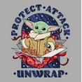 thumbnail image 2 of Boy's Star Wars: The Mandalorian Christmas The Child Protect Attack Unwrap  Graphic Tee Athletic Heather X Small, 2 of 5