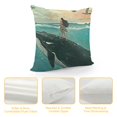 thumbnail image 4 of Summer Throw Pillow Cushion Case , Lady on Vacation Beach Coastal Fun Woman Nautical Whale Mermaid Island Seagulls, Modern Accent Double-Sided Digital Printing,Seafoam Blush, 4 of 5