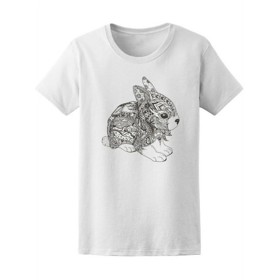 Hand-drawn Bunny Ethnic Zendala T-Shirt Women -Image by Shutterstock, Female XX-Large