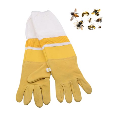 

Fovolat 2Pcs Leather Beekeeper Gloves Breathable Long Sleeves Beekeeping Gloves Practical Apiculture Supplies Long Sleeves with Elastic Cuffs Professional Beekeeping Gloves Beekeeper Gifts fine