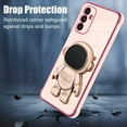 thumbnail image 3 of Compatible with Samsung Galaxy A13 5G Case Astronaut Plating Electroplate Luxury Elegant Case Camera Protector Kickstand Shockproof Protective Corner Back Cover Galaxy A13 5G Case -Pink, 3 of 10