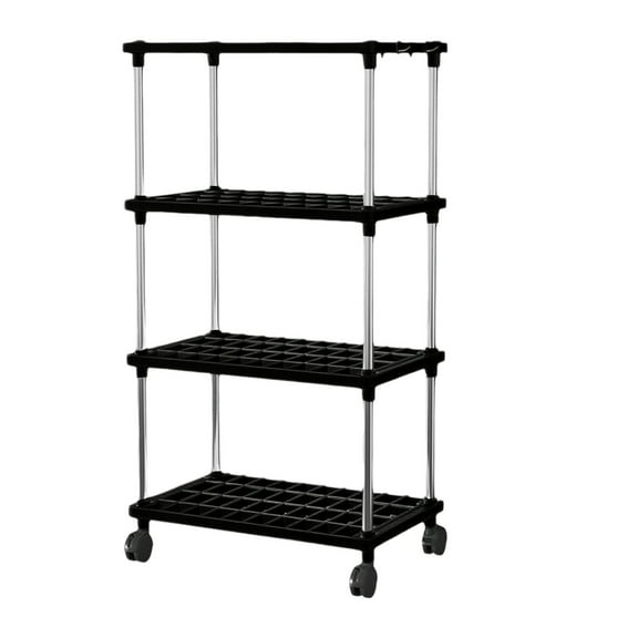 4-Shelf Storage Shelves, 33" H x 8.27" W x 15.75" D, Modular Shelving Unit Storage Organizer for Bathroom, Laundry, Garage & Home, Storage - Black