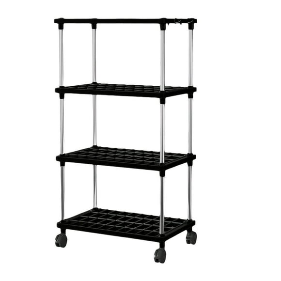 A Mobile Storage Cart With Wheels And 4 Hooks 4 Tier Adjustable Shelves Unit For Kitchen Bathroom Snack Organizer Floor Shelving Rack Black