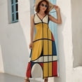 thumbnail image 5 of Mondrian Inspired（11） Sleeveless Dress Dresses Women Summer Evening Dresses Ladies Bohemia Long Dresses, 5 of 9