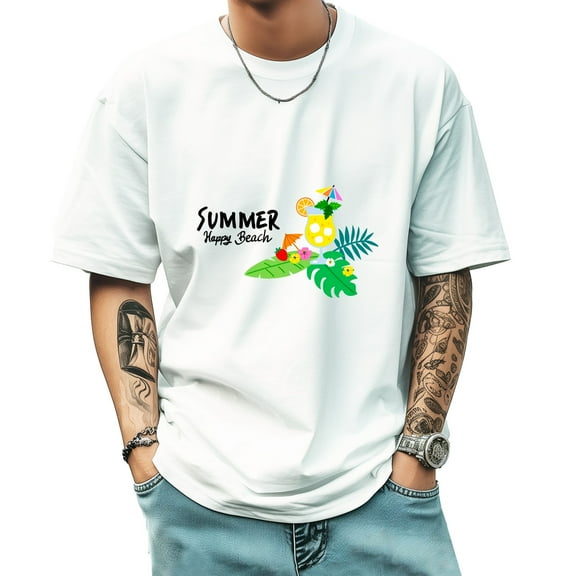 Graphic Tees for Men Summer New Print Casual Tee Fashion Trend Sports Shirt Select