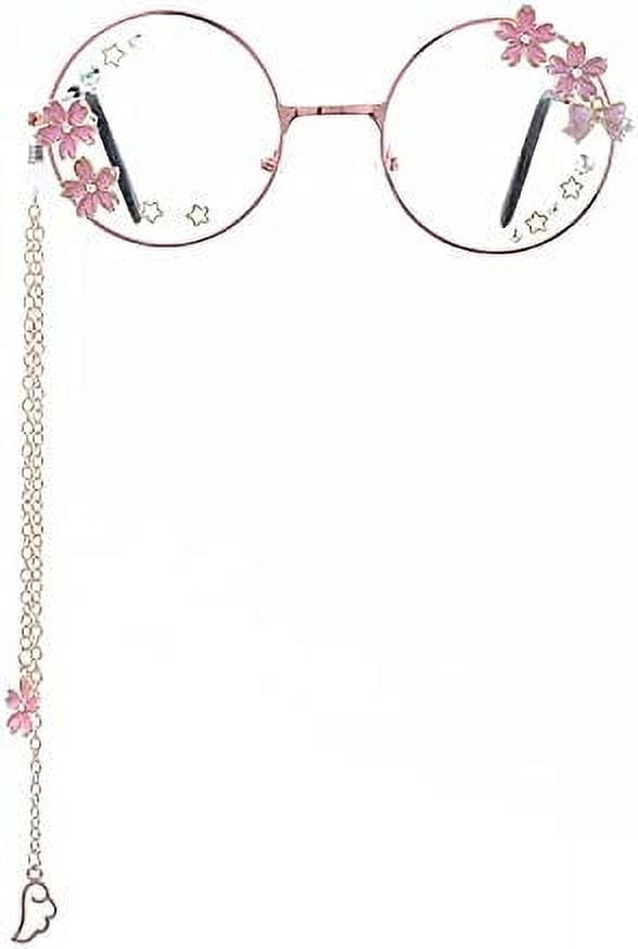 DanceeMangoos Kawaii Glasses with Chain Punk Grunge Round Wire