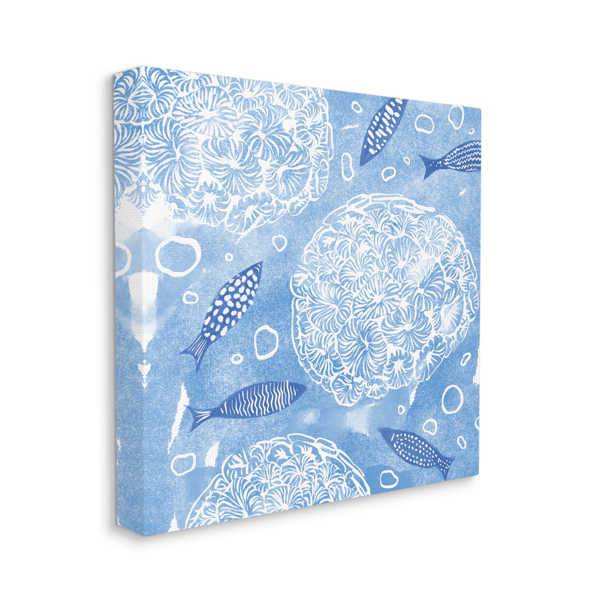 Stupell Industries Fish Swimming Among Sea Life Coral Flowers Bubbles Graphic Art Gallery Wrapped Canvas Print Wall Art, Design by Ziwei Li