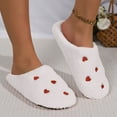 thumbnail image 3 of Rokment Heart Embroidered Fuzzy Slippers for Women Bride Wedding Valentines Day Indoor Bedroom House Shoes Cozy Warm Memory Foam Winter Home Slip on White Size 7.5, 3 of 6