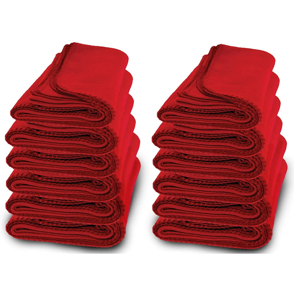 12 Pack of Bulk Soft Fleece Blankets 50 X 60, Cozy Warm Throw Blanket